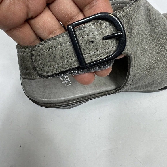 Dansko Vanda Stone Grey Leather Open Toe Wedge Sandals Size 39 US 8.5-9 - Picture 5 of 12